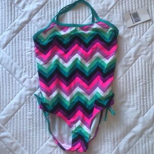 Kanu Surf Big Girls Olivia One Piece Swim Suit.  Size 14.  Bright colors swim